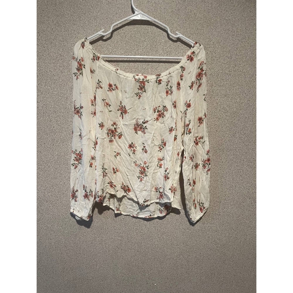 Rewind Floral Blouse Women's Long Sleeve Top Cream Pink Casual L‎ - Picture 6 of 7